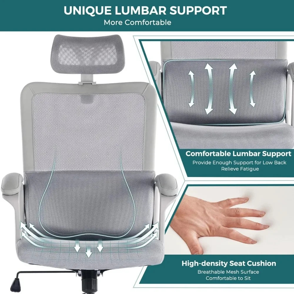 Office Chair, Ergonomic Mesh Home Office Computer Chair /Adjustable Headrest/Armrest and Wheels/Mesh High Back