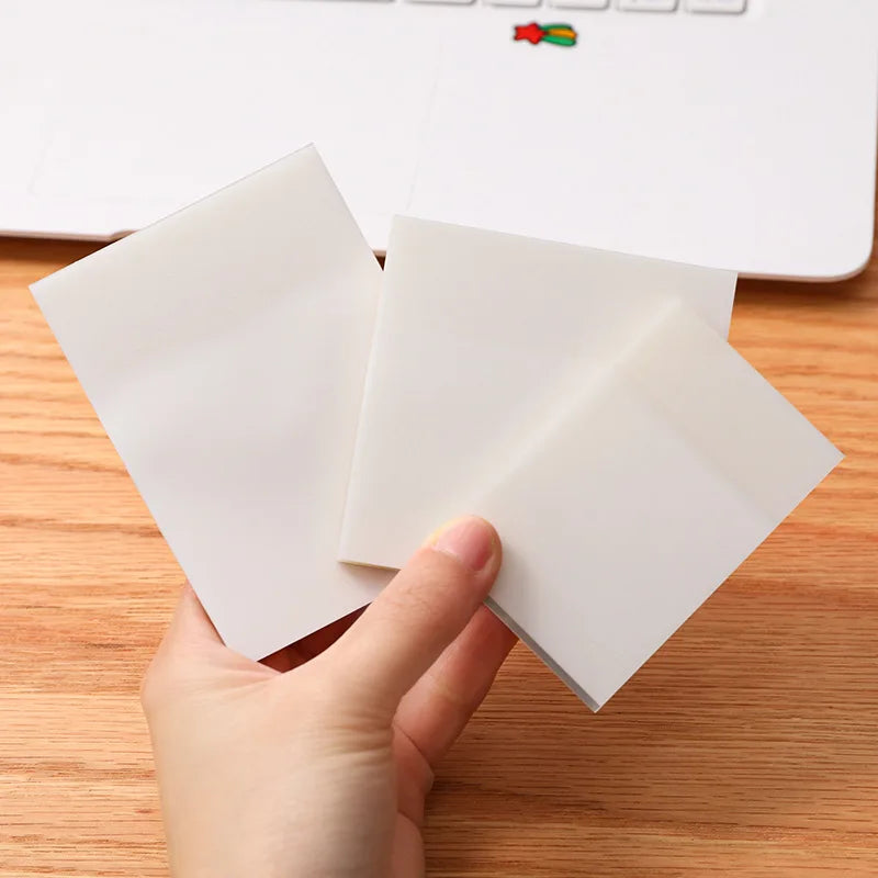 50PCS Transparent Sticky Notes Memo Pad Art Paper Student School Office Stationary Non-Covering Index Stickers Planner Notepad