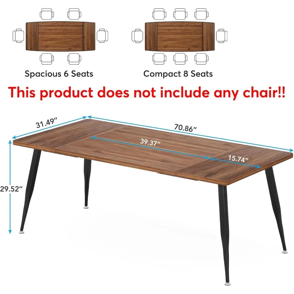 6FT Conference Table with Metal Legs for Office, Modern Industrial Seminar Tables, 70.8’’L X 31.5’’W X 29.5’’H Conference Table